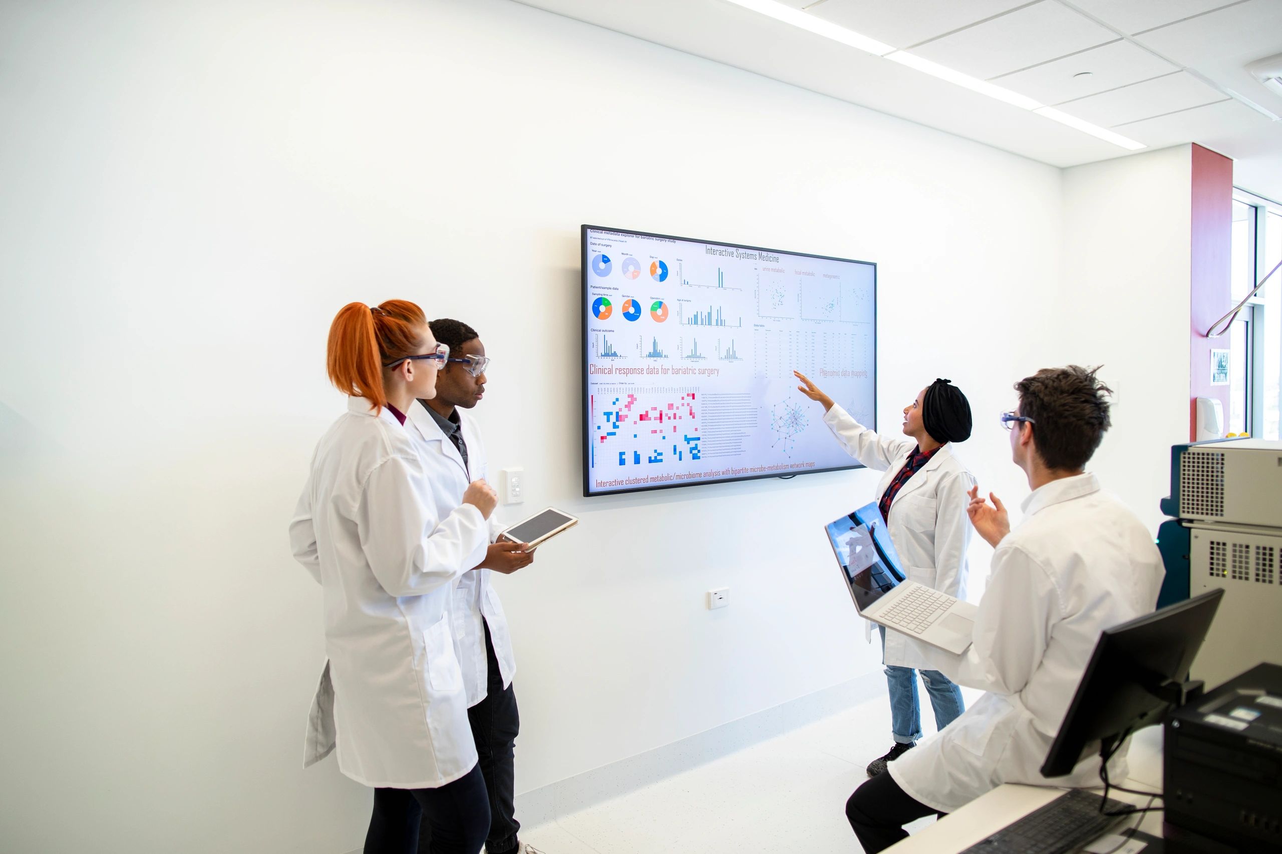 Healthcare professionals reviewing information together