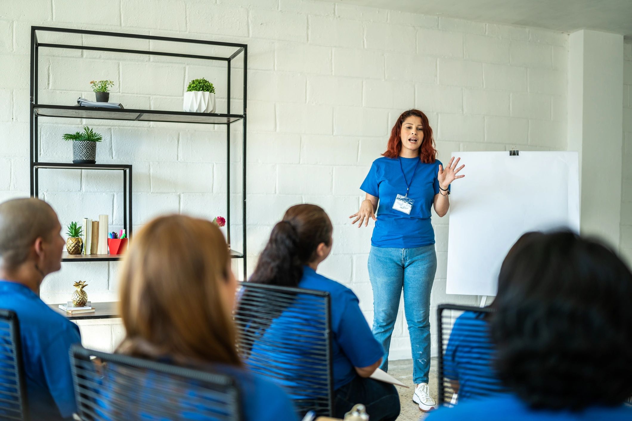 Presenter sharing ideas in a workshop setting