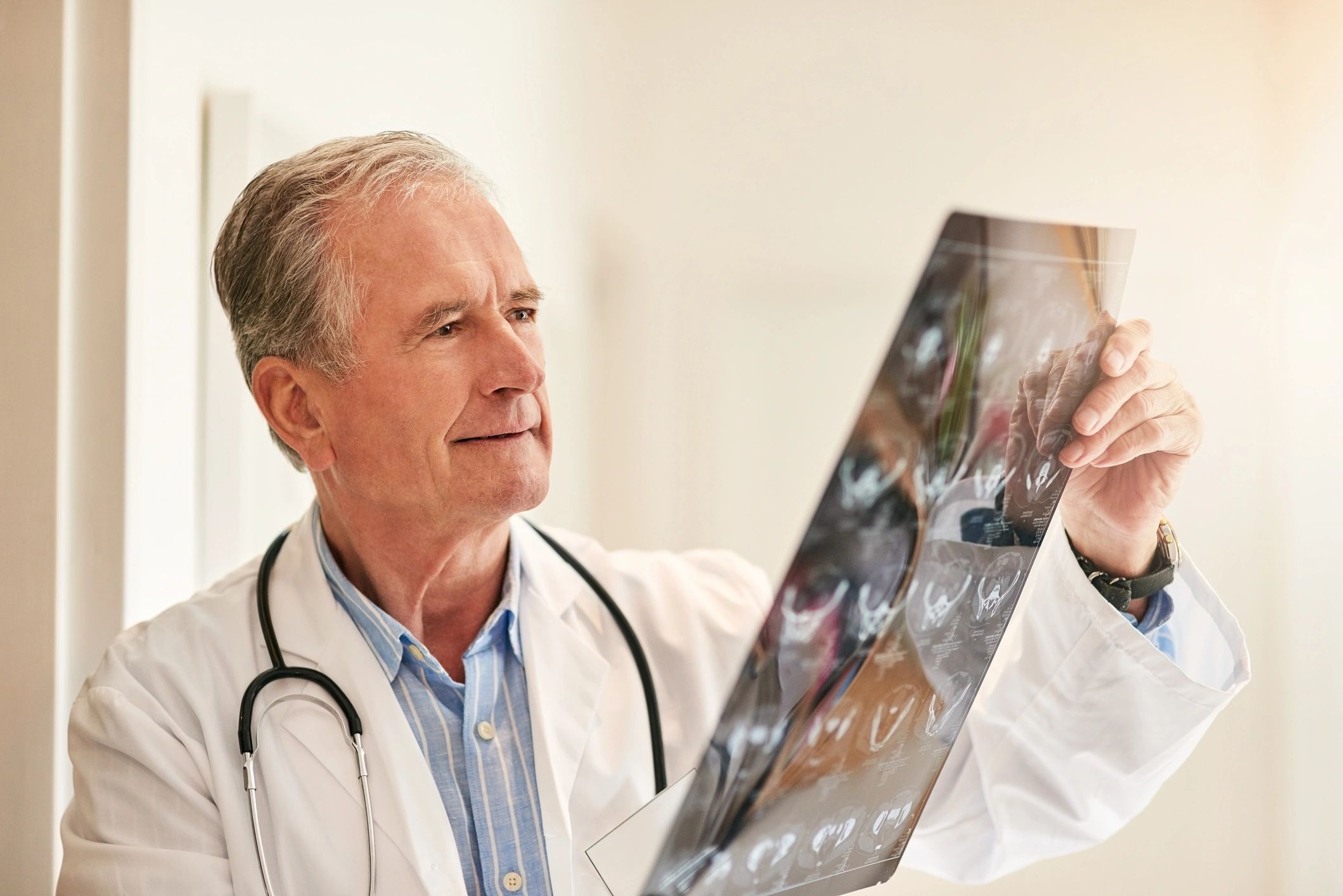 Doctor examining an x-ray image